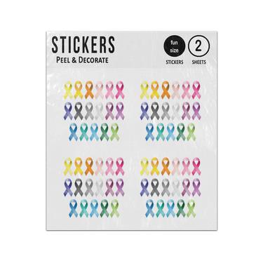 Picture of Cancer Ribbons Different Colour Collection Set Sticker Sheets Twin Pack