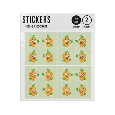 Picture of Carrot Cartoon Character Mascot Sticker Sheets Twin Pack