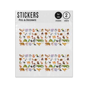 Picture of Cartoon Animal Character Set Collection Sticker Sheets Twin Pack