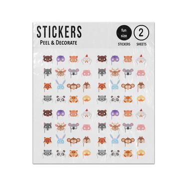 Picture of Cartoon Animals Party Masks Collection Sticker Sheets Twin Pack