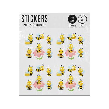 Picture of Cartoon Bees Collection Flowers Honey Pot Sticker Sheets Twin Pack