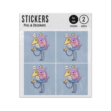 Picture of Cartoon Bird Drinks From Glass Like Plebs Sticker Sheets Twin Pack