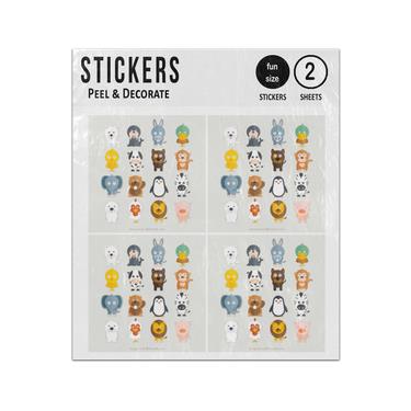 Picture of Cartoon Cute Baby Animals With Dog Lion Penguin Sticker Sheets Twin Pack
