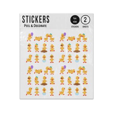 Picture of Cartoon Cute Ducks Little Baby Yellow Chick Characters Sticker Sheets Twin Pack