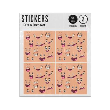 Picture of Cartoon Cute Face Expressions Collection Set Sticker Sheets Twin Pack
