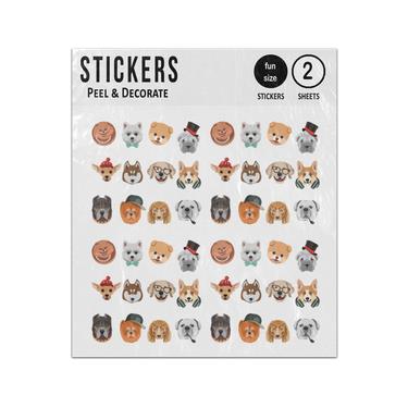 Picture of Cartoon Dogs Hipster Puppy Face Collection Sticker Sheets Twin Pack