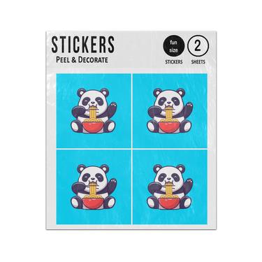 Picture of Cartoon Panda Eat Ramen Noodles Sticker Sheets Twin Pack