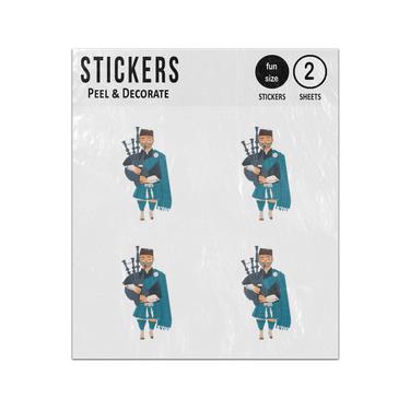 Picture of Cartoon Scottish Bagpiper Illustration Sticker Sheets Twin Pack