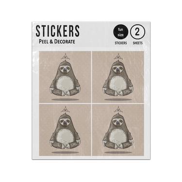 Picture of Cartoon Sloth Meditates Illustration Sticker Sheets Twin Pack