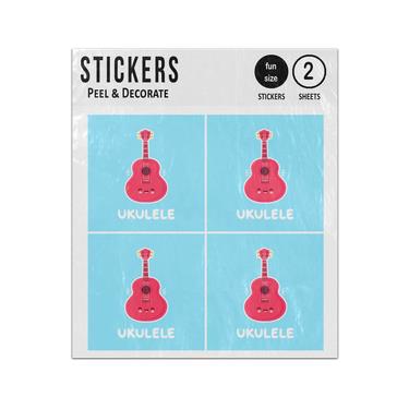 Picture of Cartoon Ukulele Guitar Illustration Sticker Sheets Twin Pack