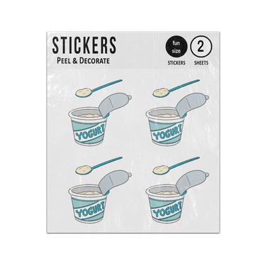Picture of Cartoon Yogurt Pot And Spoon Sticker Sheets Twin Pack