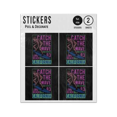 Picture of Catch The Wave Long Beach California Surfing Sticker Sheets Twin Pack