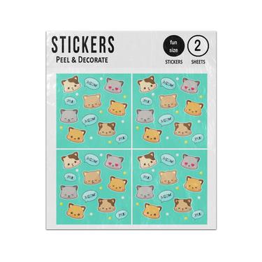 Picture of Cat Faces Purr Meoww Pattern Sticker Sheets Twin Pack