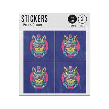 Picture of Cat Helmet Camera Modern Illustration Sticker Sheets Twin Pack