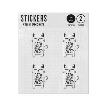 Picture of Cat Is All You Need Quote And Illustration Sticker Sheets Twin Pack
