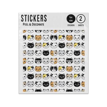 Picture of Cat Kitten Calico Seamless Pattern Cartoon Sticker Sheets Twin Pack