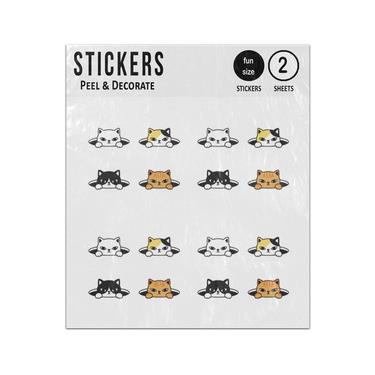 Picture of Cat Kitten Cartoon Climbing Out Hole Sticker Sheets Twin Pack