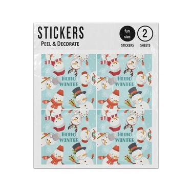 Picture of Character Cute Snowman Friends Hello Winter Quote Sticker Sheets Twin Pack