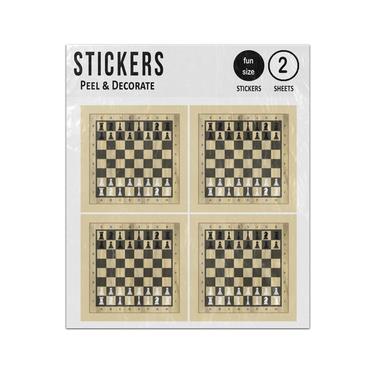 Picture of Chess Board Wooden With Black And White Chess Pieces Sticker Sheets Twin Pack