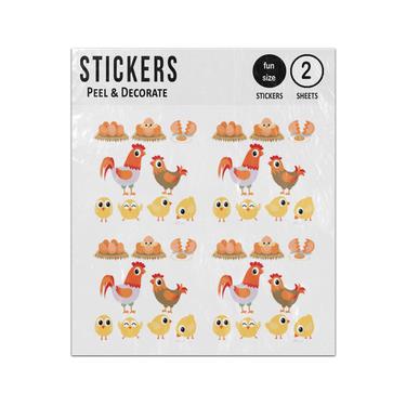 Picture of Chicken Egg Baby Chicks Hen Cockerel Farm Animals Sticker Sheets Twin Pack