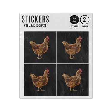 Picture of Chicken Embroidery Art Style Sticker Sheets Twin Pack