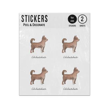 Picture of Chihuahua Dog Hand Drawn Illustration Sticker Sheets Twin Pack