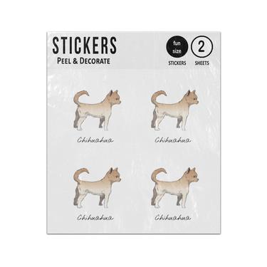 Picture of Chihuahua Puppy Dog Hand Drawn Illustration Sticker Sheets Twin Pack