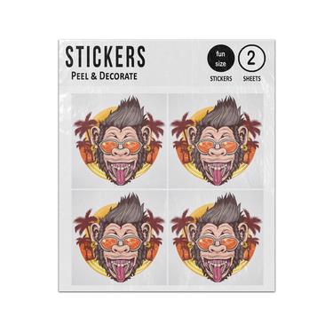 Picture of Chimpanzee Summer Smile Happy With Coconut Tree Beach Sticker Sheets Twin Pack