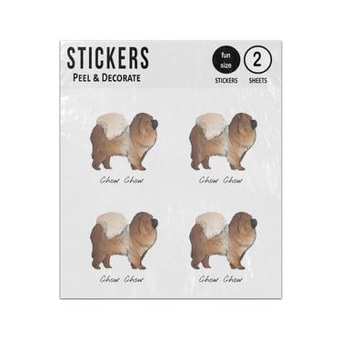 Picture of Chow Chow Dog Hand Drawn Illustration Sticker Sheets Twin Pack