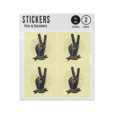 Picture of Classic Peace Fingers Symbol Vintage Style Sticker Sheets Twin Pack