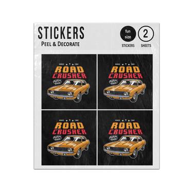 Picture of Classic Yellow Muscle Car Road Crusher Sticker Sheets Twin Pack