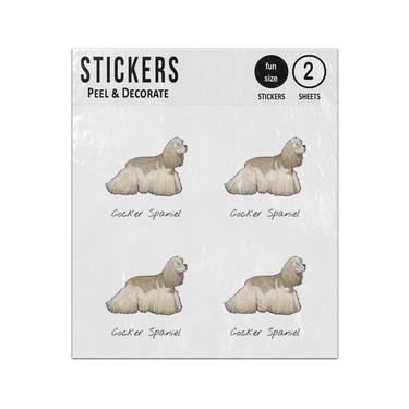 Picture of Cocker Spaniel Dog Hand Drawn Illustration Sticker Sheets Twin Pack