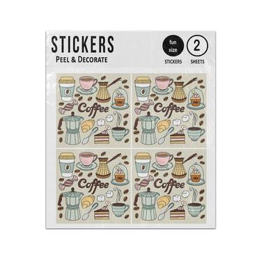 Picture of Coffee Beans Filter Cups Cake Sticker Sheets Twin Pack