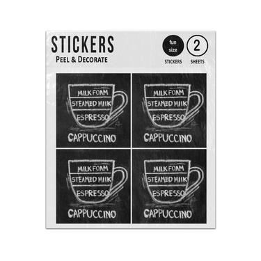 Picture of Coffee Chalk Board Mil Foam Steam Espresso Cup Sticker Sheets Twin Pack