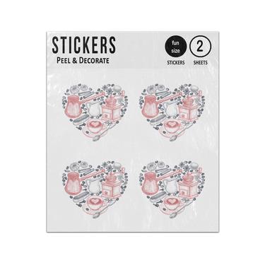 Picture of Coffee Cup Jug Beans Within Heart Sticker Sheets Twin Pack