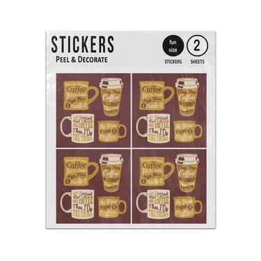 Picture of Coffee Cup Quotes Saying Sticker Sheets Twin Pack