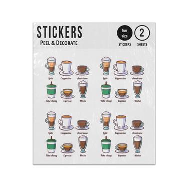 Picture of Coffee Types And Cups Takeaway Sticker Sheets Twin Pack