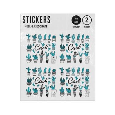 Picture of Collection Cactus Cacti Hand Drawn Set Cartoon Illustration Sticker Sheets Twin Pack