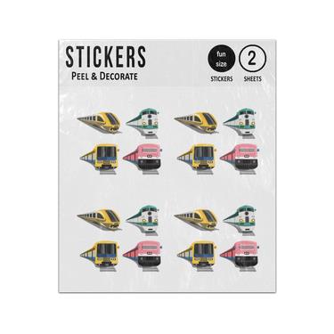 Picture of Collection Four Modern Trains Illustration Sticker Sheets Twin Pack