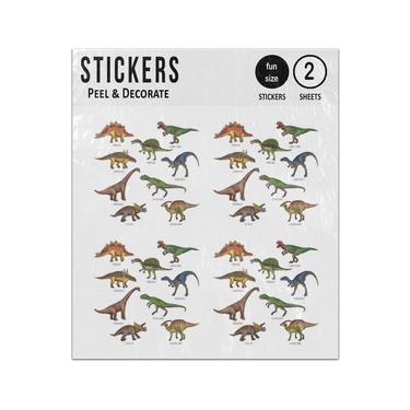 Picture of Colored Illustrations Different Dinosaurs Types Sticker Sheets Twin Pack