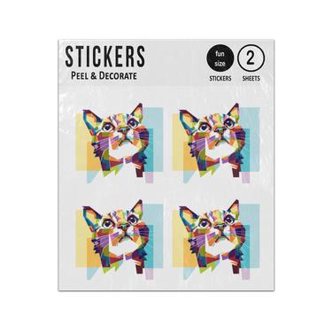 Picture of Colorful Cat Abstract Shapes Sticker Sheets Twin Pack