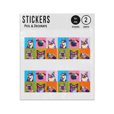 Picture of Colorful Dog Sets Pop Art Sticker Sheets Twin Pack