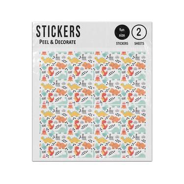 Picture of Colorful Doodle Dinosaurs Words Pattern Sticker Sheets Twin Pack