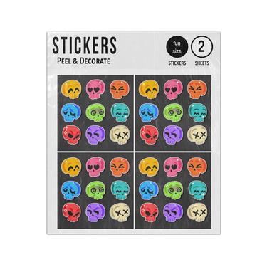 Picture of Colorful Skulls Set Collection Sticker Sheets Twin Pack