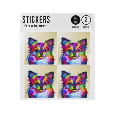 Picture of Colourful Chihuahua Dog Pop Art Style Sticker Sheets Twin Pack