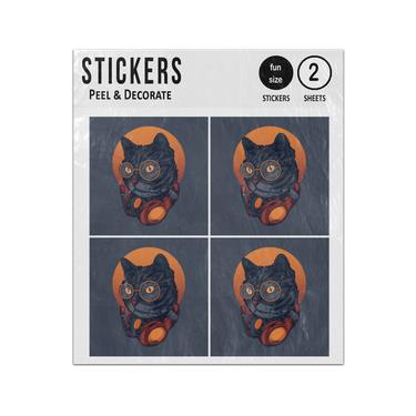 Picture of Cool Cat Wearning Glasses And Headphones Illustration Sticker Sheets Twin Pack