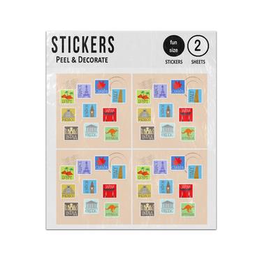 Picture of Country And Capital City Stamps Collection Flat Style Sticker Sheets Twin Pack