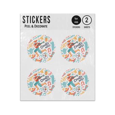Picture of Country Music Cowboy Western Music Style Elements Collection Sticker Sheets Twin Pack