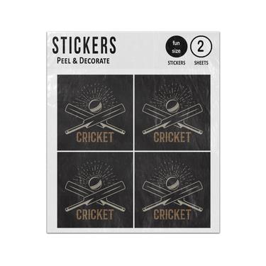 Picture of Crossed Cricket Bats With Ball Sticker Sheets Twin Pack