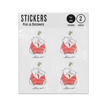 Picture of Cuddling Cats With Scarf Kiss Me Mistletoe Sticker Sheets Twin Pack